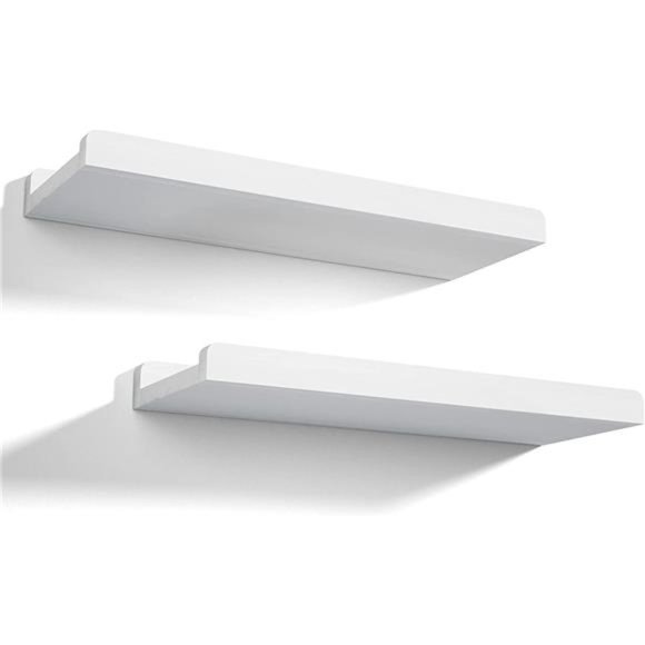 Floating Shelves Wall Mounted Set of 2, 17 Inch Rustic Wood Wall Shelves Storage - Picture 1 of 5